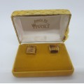 Vintage 22kt Hardgold Clad (SAA )Tiger Eye Cufflings in origanal box by Tivoli-untarnishable