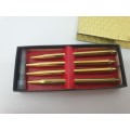 4 Vintage Brass mechanical  GAMES pencils in Box with 0,8mm leads -extra Leads included