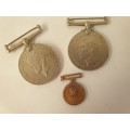 WW2  War Medal 19391945 and a Defence Medal member 327206 - plus a 1994 miniature medal