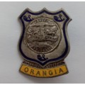 Vintage Orangia pin badge - Vryheid-Geduld en Moed Immigratie  33x26mm
