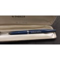 Vintage 1970`s Blue Parker 45 Fountain Pen with Squeeze Converter England -Unused - Personalized