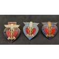 3 x  SABTS  SABOD Blood Donar Badges - One Cum Laude