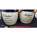 2 Vintage Original Ceramic Ballantine's Scotch Whisky Decanters -Cobalt Blue -