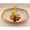 Vintage Bavaria Gold Handle Porcelain Basket Dish - Gold on handle show some wear