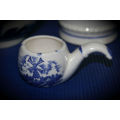 3 Blue and White Porcelain Items -Mug (140x125x80mm),bowl (80x45mm) and egg cup (45x105x55mm)