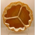 1940 -1950s Vintage Anchor Hocking Fire-King Glass Peach Lusterware Divided snack Plate 245mm
