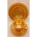 1940 -1950s Vintage Anchor Hocking Fire-King Glass Peach Lusterware Trio-USA-(12available)