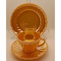 1940 -1950s Vintage Anchor Hocking Fire-King Glass Peach Lusterware Trio-USA-(12available)