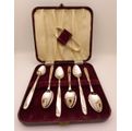 6 Vintage-Angora Silver plated EPNS Tea Spoons and Sugar Tongs in Original box Made in England