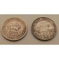 1937 and 1944  East Africa (.250 Silver) 50 Cents - George VI- Circulated