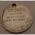 Antique  (Dog Tag) the `Tail Waggers Club`, London England - circa 1920s  25mm I help my Pals