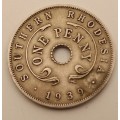 1939  Southern Rhodesia 1 Penny - George VI