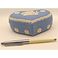 Vintage Blue `Wedgwood` Jasperware Trinket Box with Lid  45x130x95mm