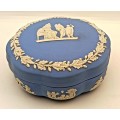 Vintage Blue `Wedgwood` Jasperware Trinket Box with Lid  55x125mm