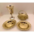 4 Vintage EPNS silver plated Items - 3 Trays and Goblet with the Star of David Engraved