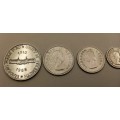 1960 Union Of South Africa 6 x (Silver.500) coin set 3D,6D,1s,2s,2½s and 5 Shilling- Circulated