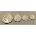 1961  Union Of South Africa 4x (Silver.500) coin set 5c,10c,20c,and 50c- Circulated