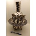 Large Vintage Silver plated Kiddush Wine Fountain with 1 Large and 8 smaller Cups