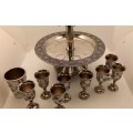 Large Vintage Silver plated Kiddush Wine Fountain with 1 Large and 8 smaller Cups
