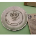 One of a Kind Hand Forged Pewter Plate by Wendel August Forge - U.S.A Emblem