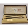 Vintage black and gold Cross Pen an Pencil set -Unused in Box with sleeve - Branded -Ink still Ok