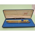 Pre-owned - Cross 1/20 14kt Rolled Gold Pen Made in Ireland -Ink still ok  -In Case -FNB Branded