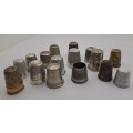 Collection of 16 Vintage metals Thumbles various sizes