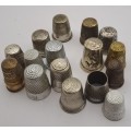 Collection of 16 Vintage metals Thumbles various sizes