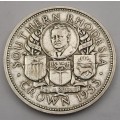 1953  Southern Rhodesia (SILVER .500) 1 Crown - Elizabeth II Cecil Rhodes(Circulated)