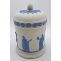 Collectable Vintage Wedgwood Jasperware Pot with Lid =115mmx85- Made in England