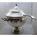 Large Vintage  E.P.N.S Silver plate TUREEN with Glass bowl and large spoon - semi cleaned