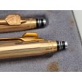 Vintage QUILL 1/20 14KT Gold filled pen and Pencil set in Case -USA- Standard bank Branded