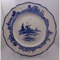 1930's Royal Doulton Norfolk D6394 Blue & White Plate 265mm (HAIRLINE CRACK)