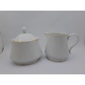 Eetrite CoQuille Dor Fine China 3801 Tea Creamer and sugar pot-Made In Japan(White with Gold Trim)