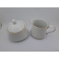 Eetrite CoQuille Dor Fine China 3801 Tea Creamer and sugar pot-Made In Japan(White with Gold Trim)