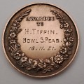 1921 Railway Horticultural society Capetown Bowling medal  awarded to H.Tiffin 29mm