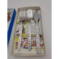 3pc 1980`s Childrens First Cutlery set - Boxed - Jack & Jill -Stainless steel Japan