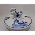 Vintage Delft butterdish -Handpainted -lid has a tiny chip -Holland