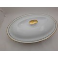 Vintage Royal Worcester Porcelain Gold Handle Casserole Baking Dish with lid shape 22 size 3(used)