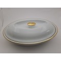 Vintage Royal Worcester Porcelain Gold Handle Casserole Baking Dish with lid shape 21 size 2 (used)