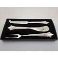 3pc Stuttafords set Cheese & Butter knifes and fork (some water marks on them) in Box Fan Pattern