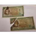 2 1975-1976 South Africa 10 Notes (T.W. de Jongh) Poor condition