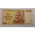 2007 Zimbabwe 1000 Dollars