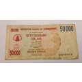 2008  Zimbabwe 50 000 Dollars Bearer Cheque