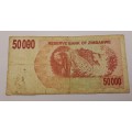 2008  Zimbabwe 50 000 Dollars Bearer Cheque