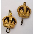 2 x British Kings Crown Badges /Pins 25x26mm