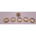 6 Pre-owned Ladies dress rings (Not Gold and not real Diaomds)