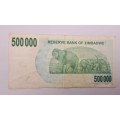 2007 Zimbabwe 500 000 Dollars Bearer Cheque