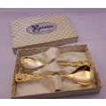 Vintage 2 EETRITE BRABER Gold Plated tea spoons in Box 10cm