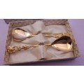 Vintage 2 EETRITE BRABER Gold Plated tea spoons in Box 10cm
